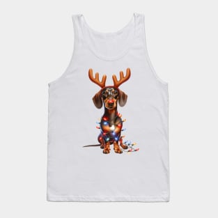 Christmas Red Nose Dachshund Dog Tank Top